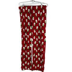 Penguin Print Red Fleece Pajama Pants Size Large Christmas Sleepwear Target